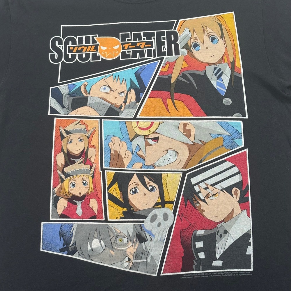 Soul Eater Anime Graphic T-Shirt Mens Medium Black Gildan Heavy Cotton Cast Tee
